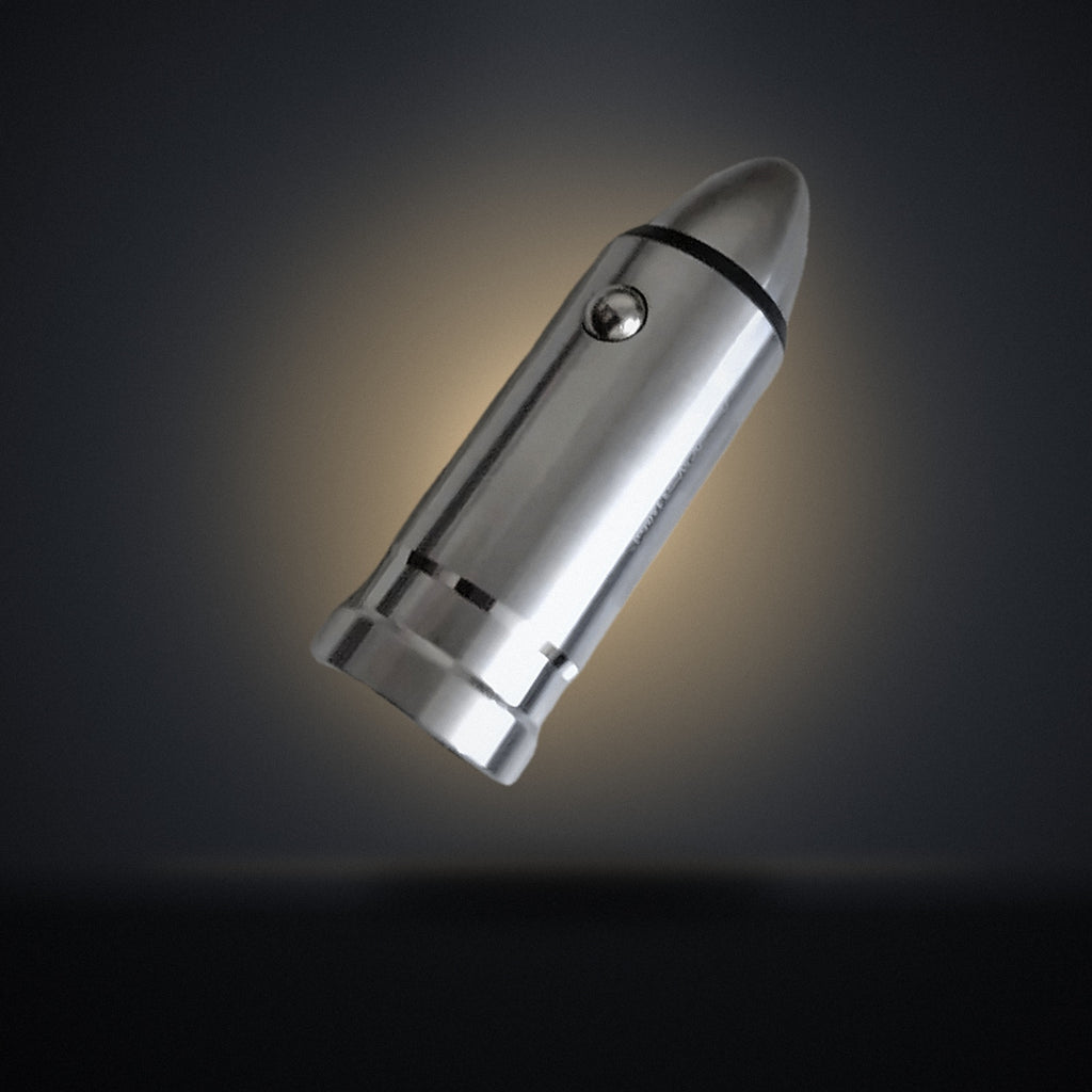 Newmine Bullet Car Charger – Dual USB 3.1A, Premium Metal Design